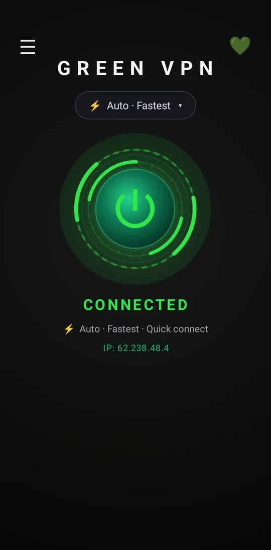 Green VPN Android app connected